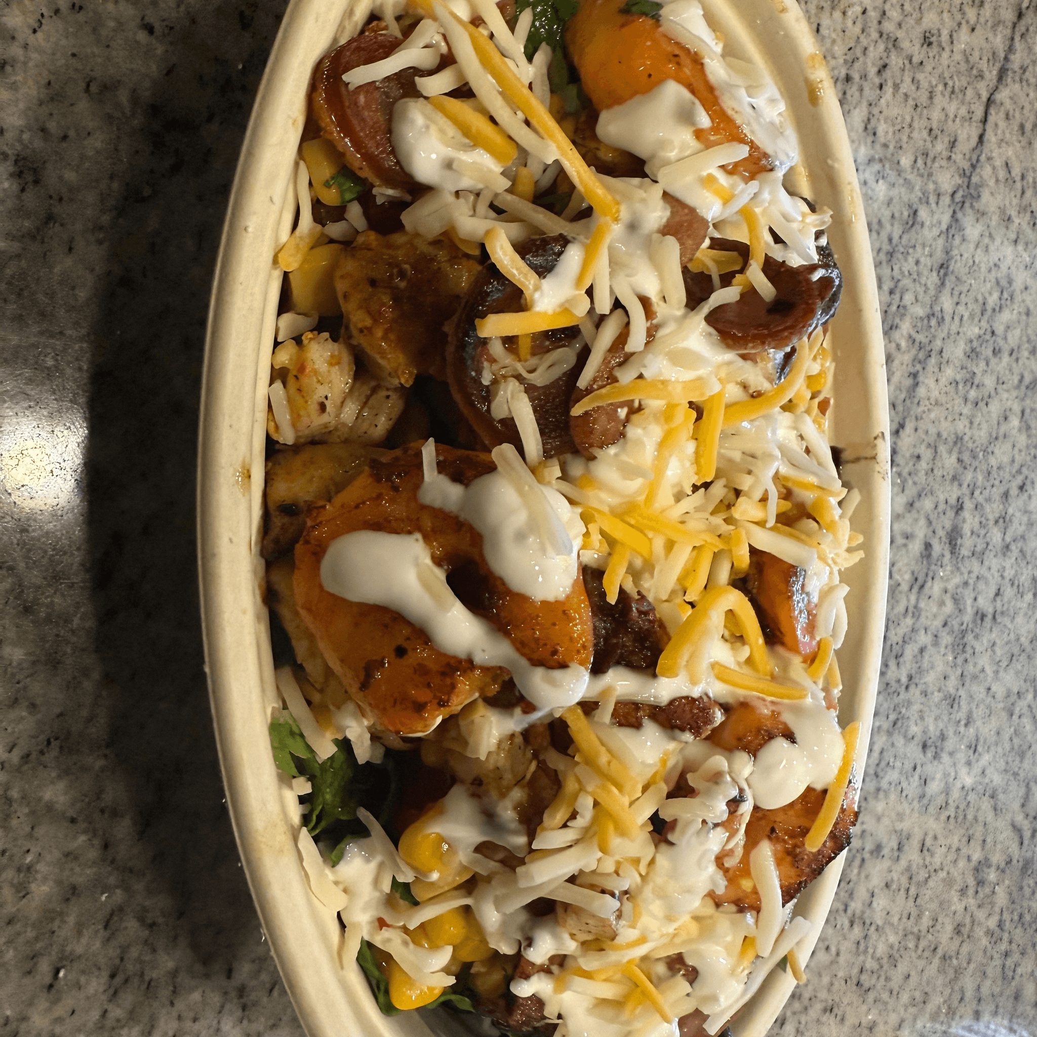 Grilled Shrimp Fajita Bowl.