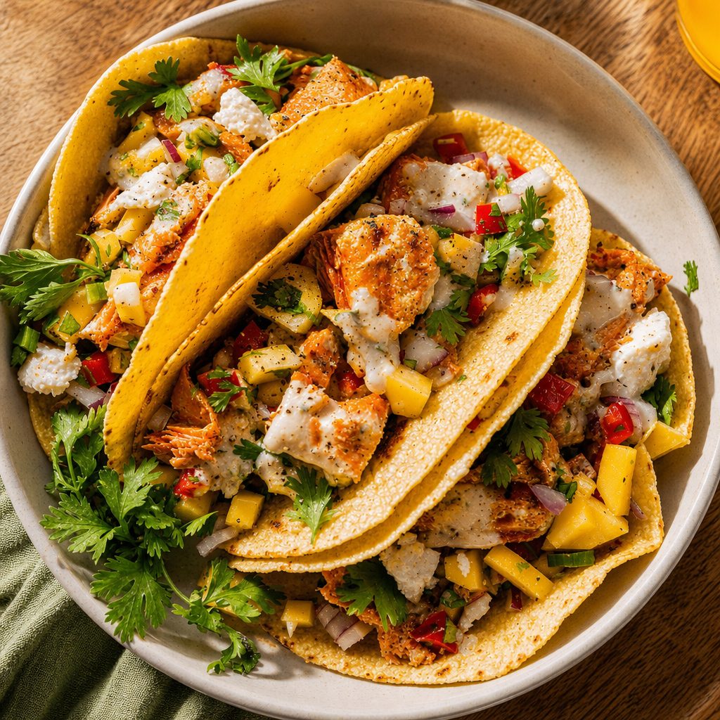 3.Cajun Salmon Tacos.