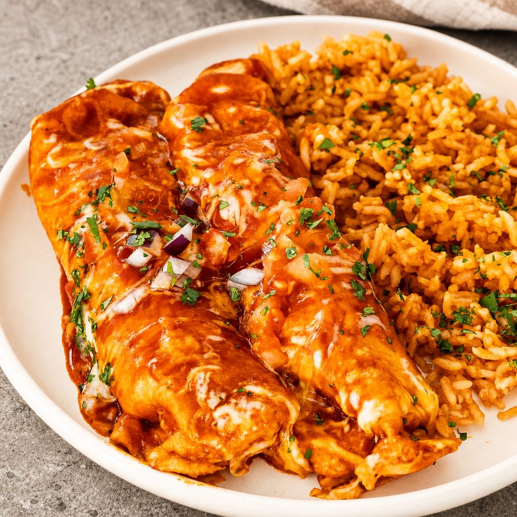 Carnitas Pork Enchiladas.