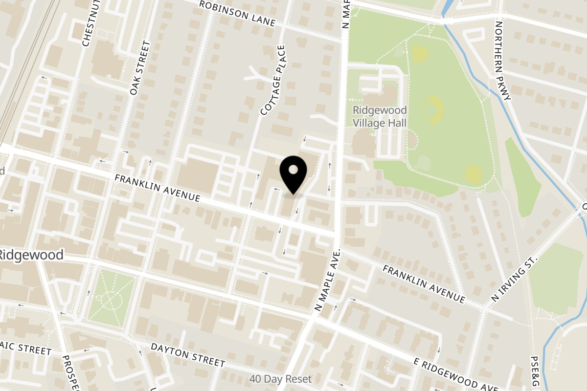 Map showing the location of Fiesta Bowl INC on 90 N Maple Ave in Ridgewood